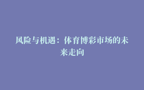 风险与机遇：体育博彩市场的未来走向