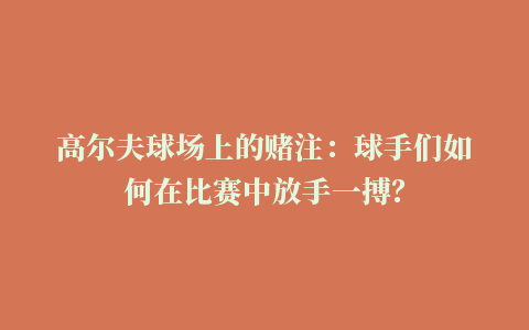 高尔夫球场上的赌注：球手们如何在比赛中放手一搏？