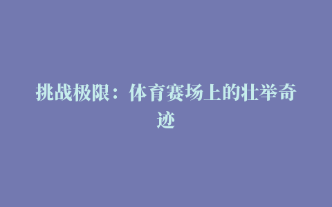 挑战极限：体育赛场上的壮举奇迹